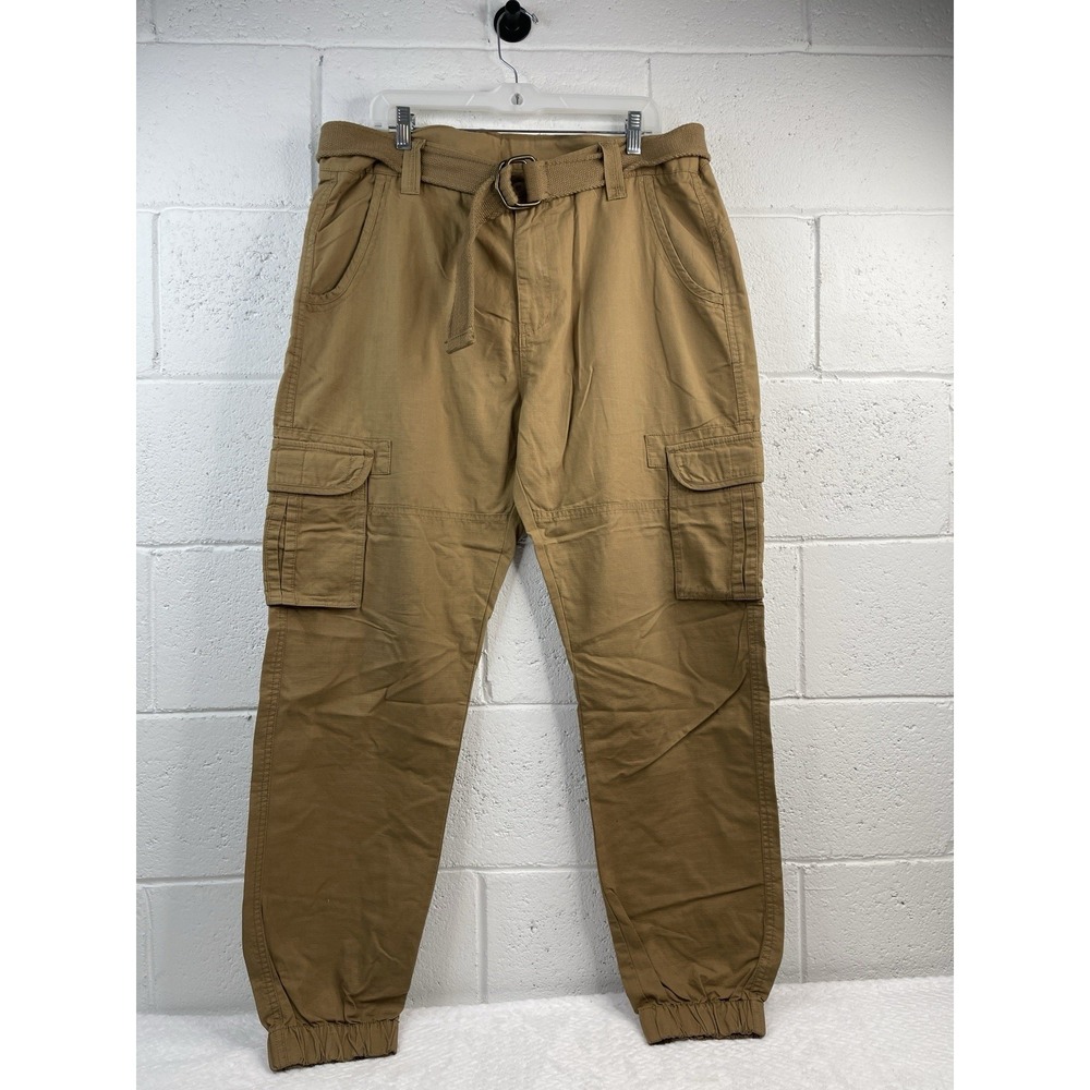Men's SF Khaki‎ Colored Utility Cargo Pants With Belt Size 38x32